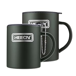 HEECN Double Wall Camping Green Mug With lid 300ml 450ml hess-038bbkBG_10
