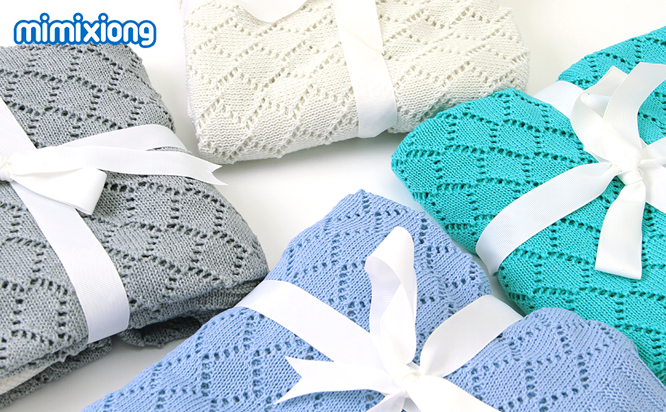 mimixiong Baby Blanket Soft Cellular Blanket Lovely Breathable Knitted