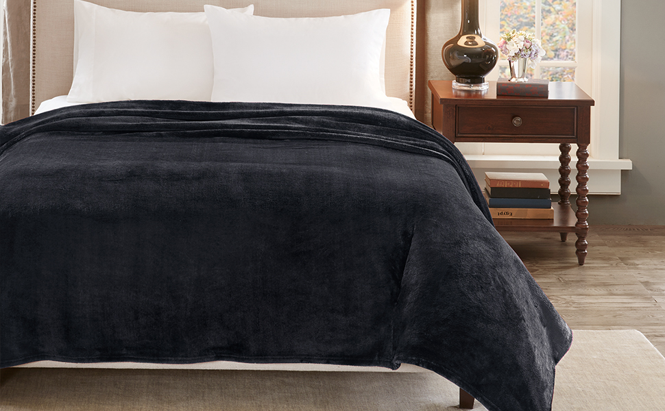 Micro Velour Bed Throw Blankets Super Soft Fluffy Warm Flannel