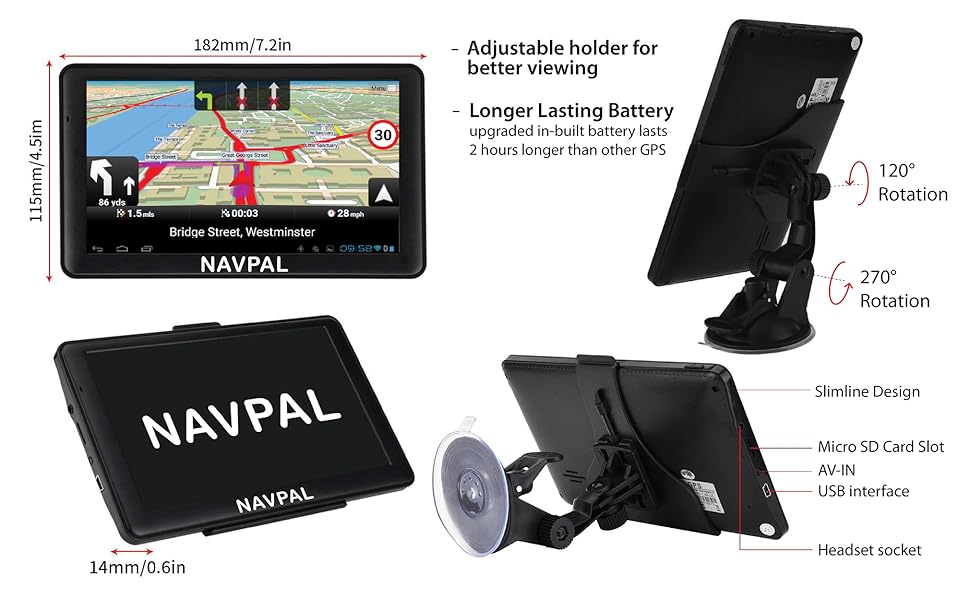 NAVPAL SAT NAV GPS Navigation 7 inch 16GB WiFi Bluetooth for Car Truck