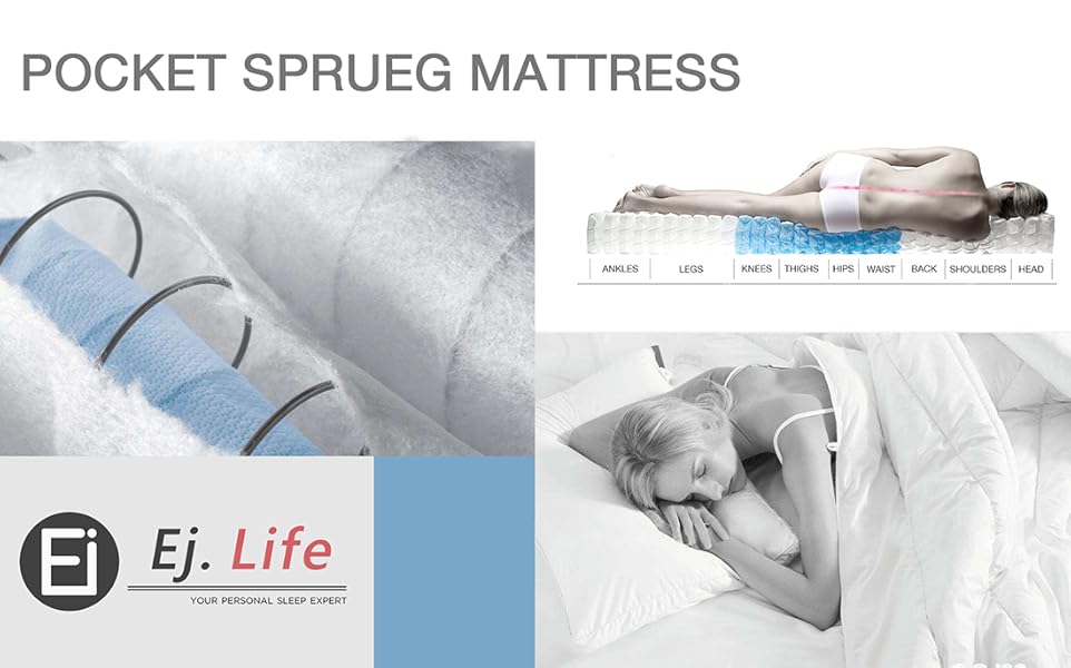 3FT Single 3D Breathable Fabric Mattress with Pocket Springs and Memory