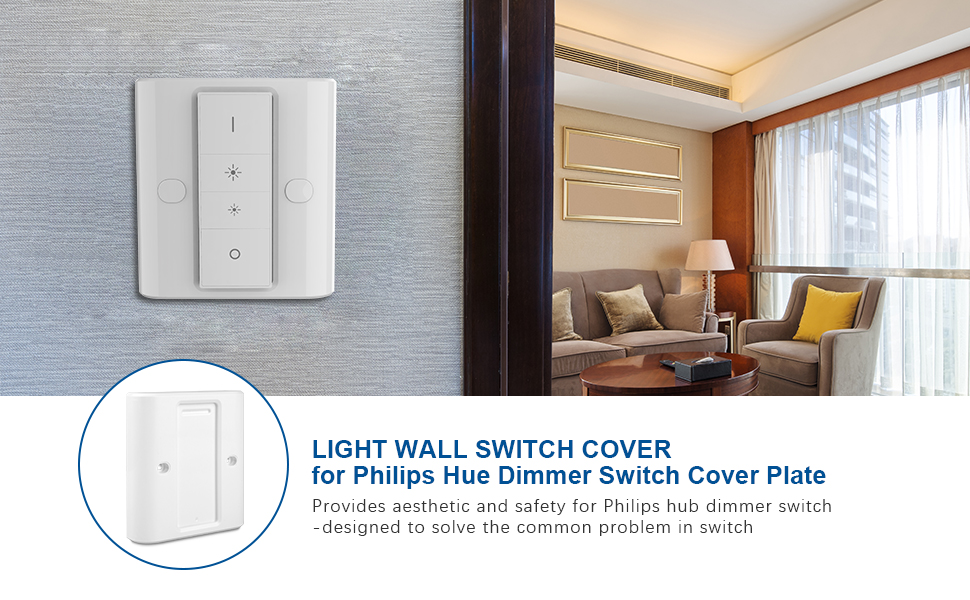 Light Wall Switch Cover for Philips Hue Dimmer Switch, Homegoo Dimmable