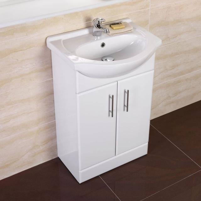 VeeBath Linx Bathroom White Gloss Vanity Unit Basin Sink 550mm Storage