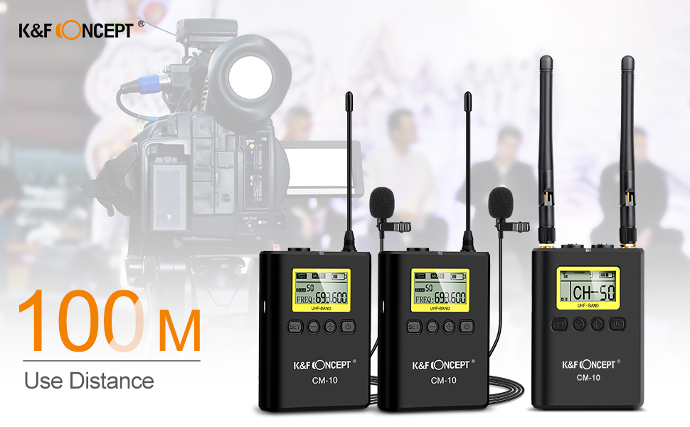 ワイヤレスピンマイク　K&F CONCEPT UHF CM-10 K&F Concept 100 Channels UHF Wireless Lavalier Lapel