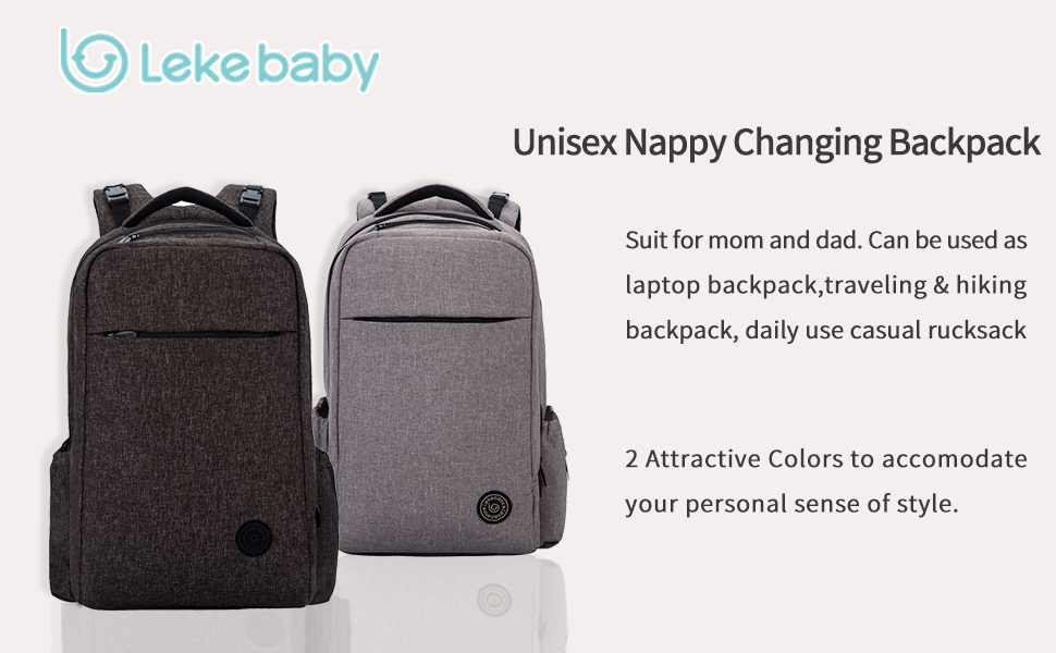 Lekebaby Unisex Nappy Backpack with Changing Mat Baby Changing Bag for