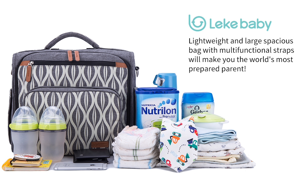 Lekebaby Multifunctional Nappy Changing Bag Can be Use as Tote Rucksack