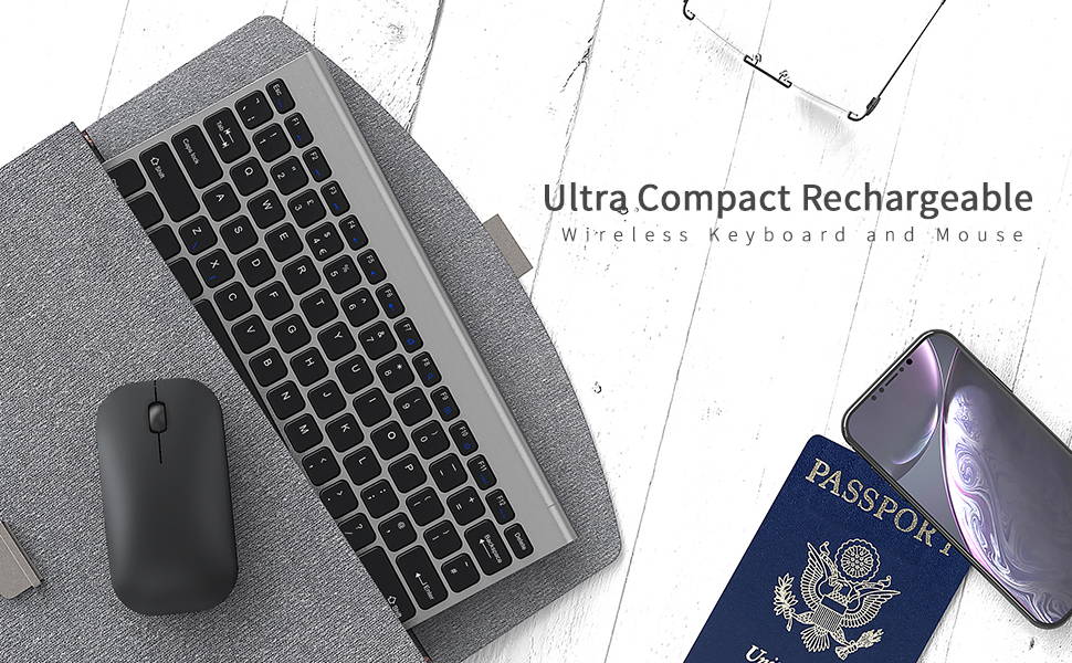 Small Wireless Keyboard and Mouse, seenda Ultra Compact Rechargeable