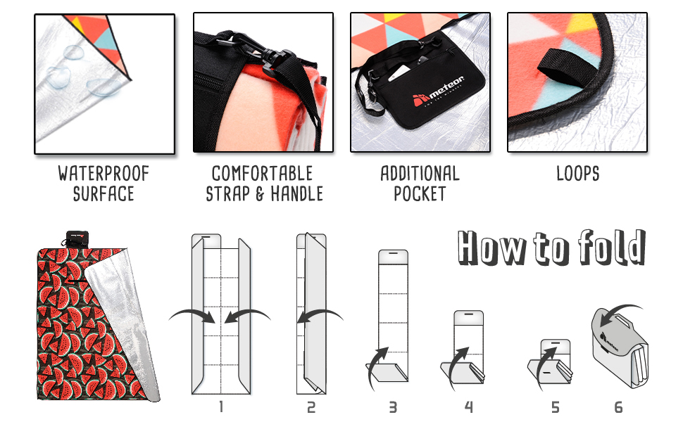 meteor Picnic Blanket Tent Carpet With Carrying Handle Strap And Pocket