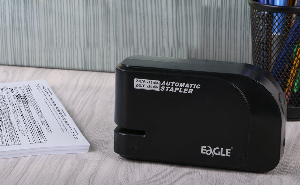 Eagle Electric Stapler, Heavy Duty Automatic Stapler, 20 sheet Capacity, Battery or AC Powered