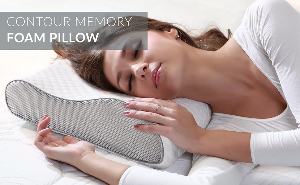 Bedsure Memory Foam Contour Pillow for Bed Dust Mite Resistant