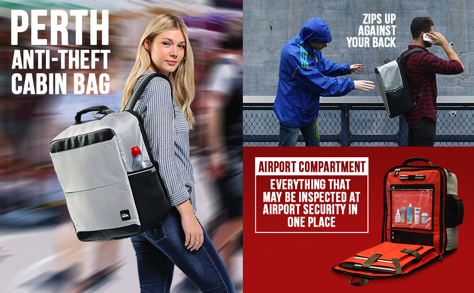 Perth 45x35x20cm Anti Theft Backpack Underseat & Shoulder Bag Amazon