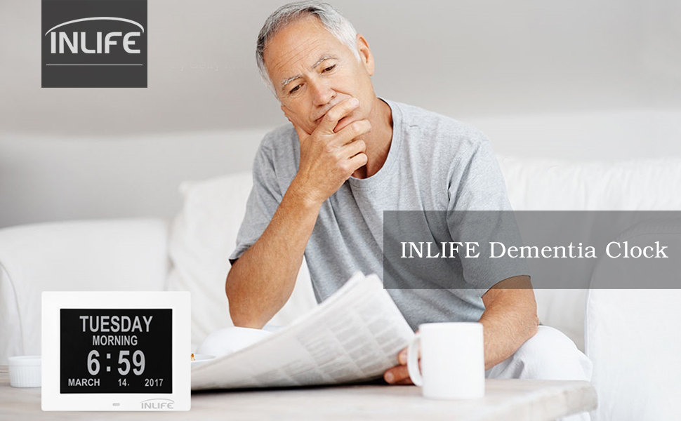 INLIFE Day Date Clock Dementia clock Digital Alarm Clock Calendar 2017