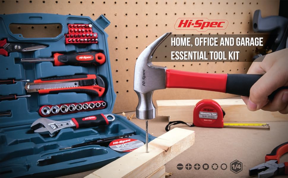 HiSpec 49 Piece Home Office Garage Tool Kit including Fiberglass