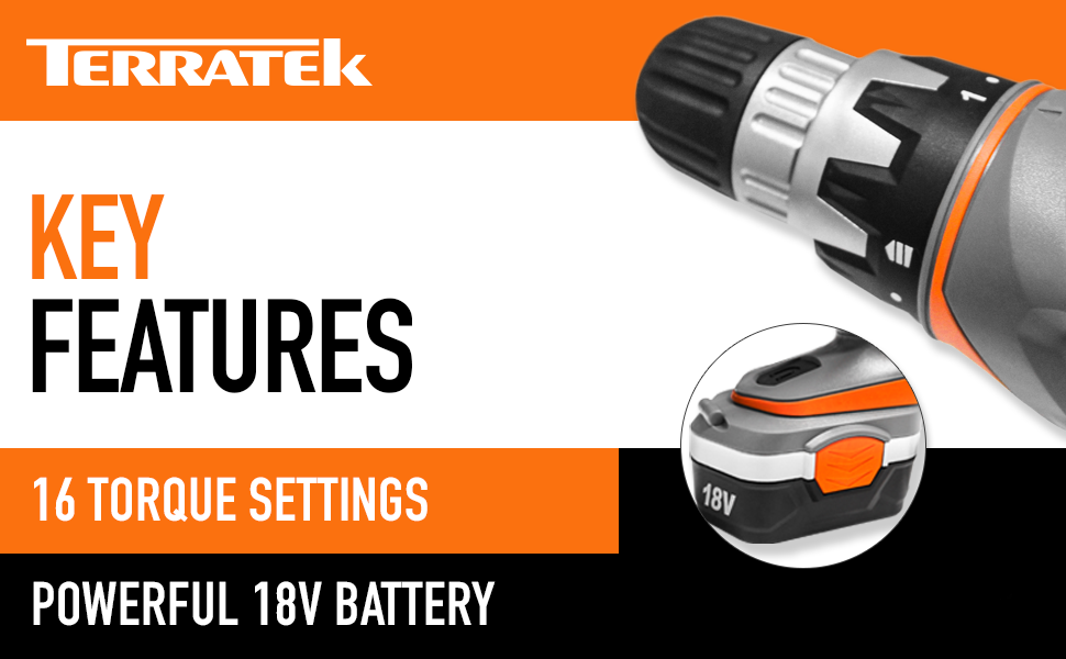 Terratek 18V Cordless Drill Driver, Sensational Electric Screwdriver