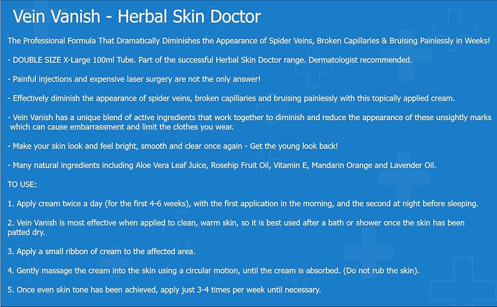 IDHCT Vein Vanish Herbal Skin Doctor 100ml XLarge Tube The