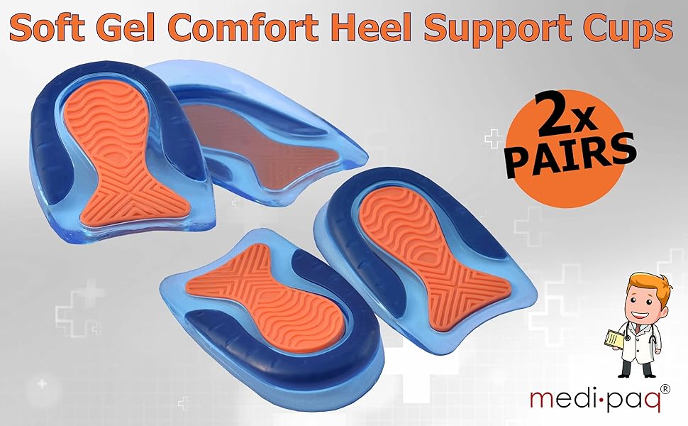 Medipaq® 2X Pairs Premium Gel Heel Cups Supreme Comfort and Superior
