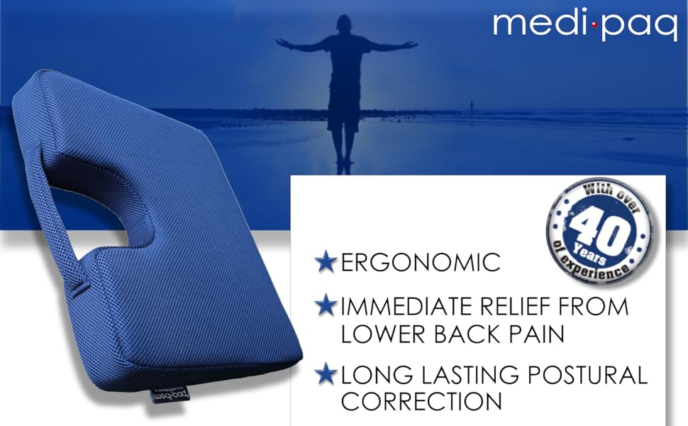 Medipaq Memory Foam Wedge Cushion with COCCYX CUT OUT for Back Support, Posture Correction