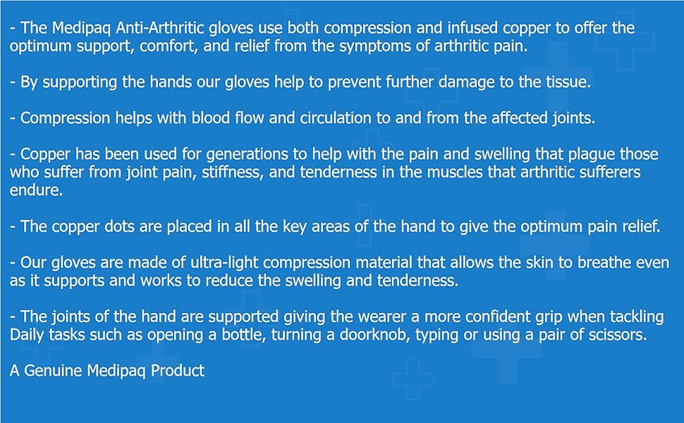 Medipaq Copper Infused Compression Gloves for Arthritis for Women & Men