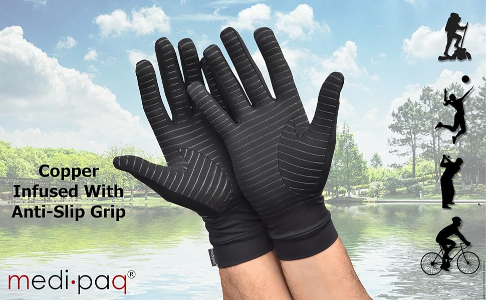 Medipaq® Anti Arthritis Copper Compression Therapy Gloves with Grip