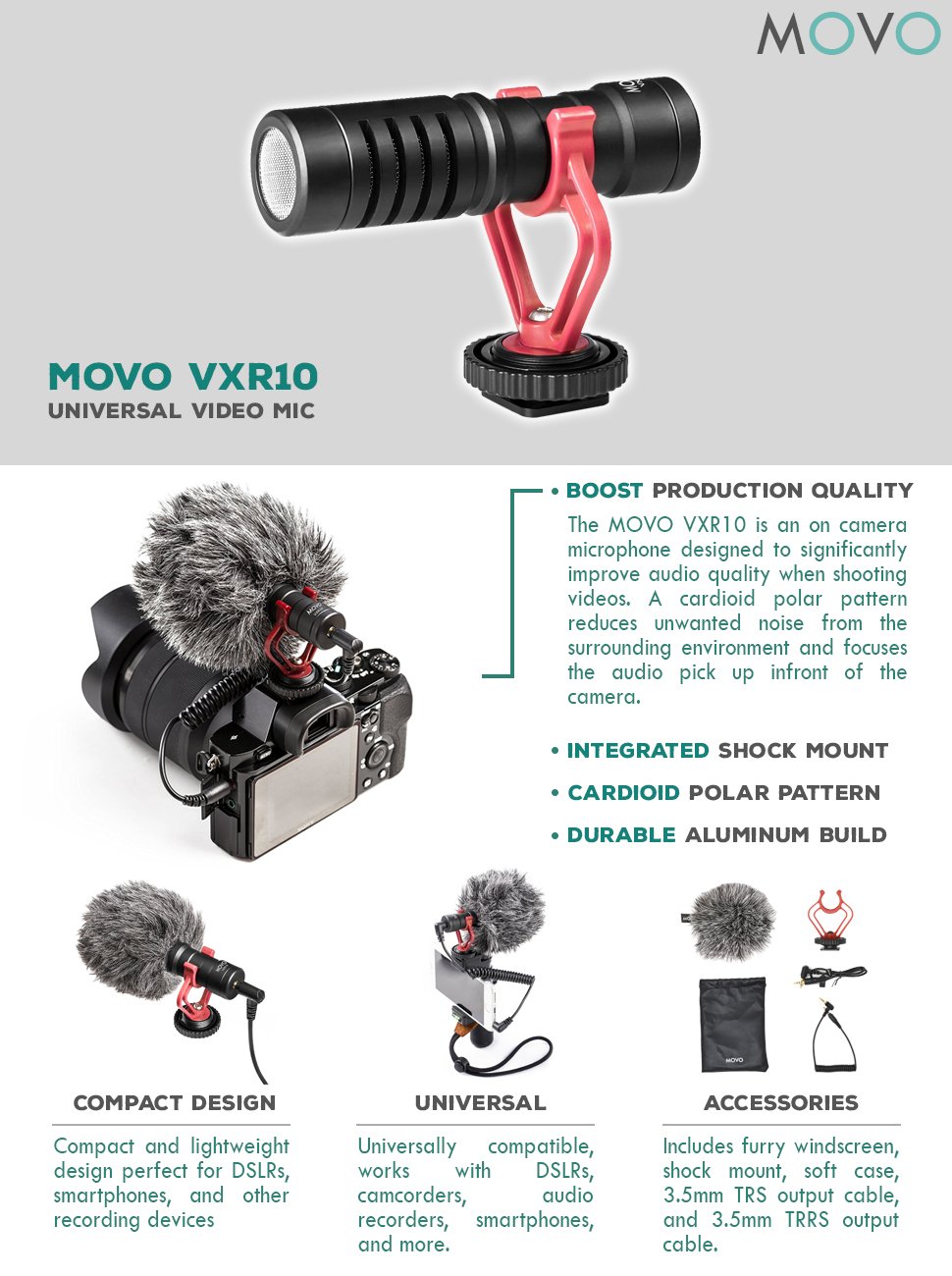 Movo VXR10 Universal Video Microphone with Shock Mount Amazon.co.uk