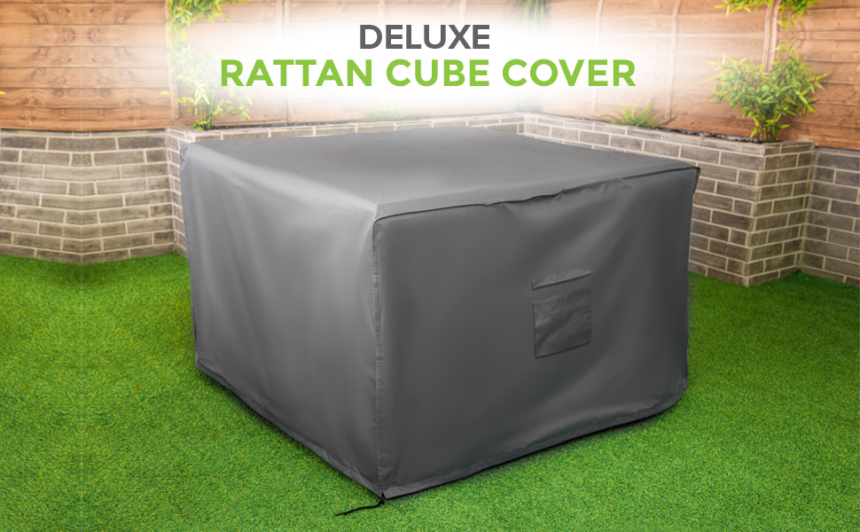 LIVIVO Deluxe Extra Heavy Duty Waterproof Rattan Cube Set Cover with PVC Lining, Eyelets and