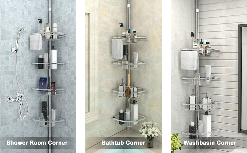 Lifewit Corner Shower Caddy 4 Tier Adjustable Bathroom Shelves