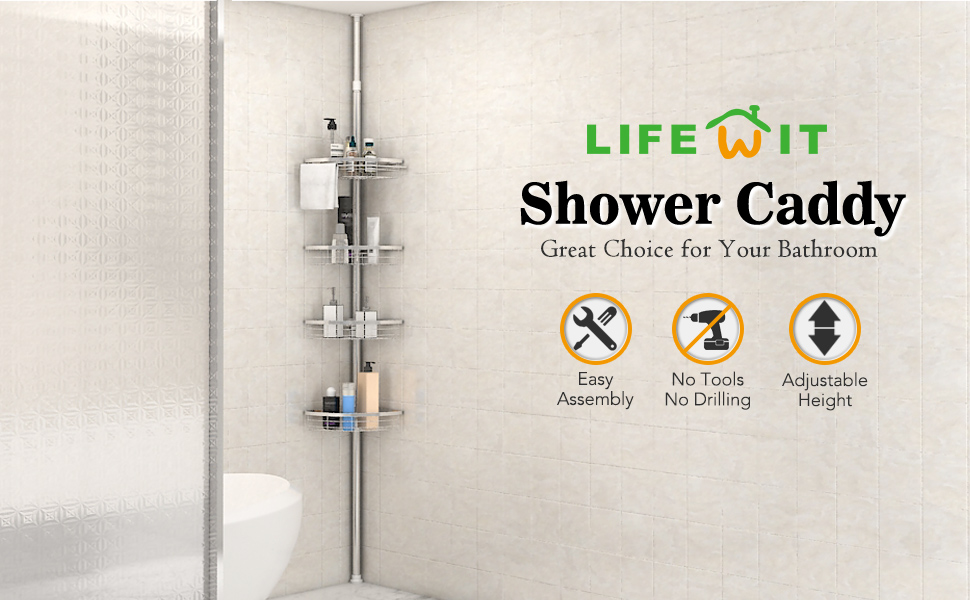 Lifewit Corner Shower Caddy 4 Tier Adjustable Bathroom Shelves