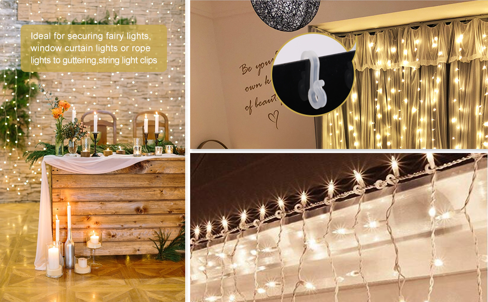 AIEVE 100Pcs Gutter Hooks for Christmas Outdoor Lights, Gutter Clips