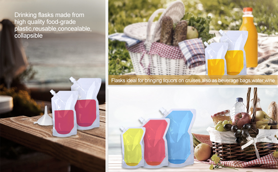 12 Pack Drinks Pouches for Festivals, AIEVE Alcohol Liquor Juice