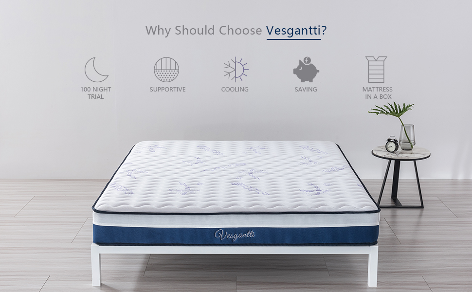 Vesgantti Lavender 3FT Single Mattress, 10 Inch Pocket Sprung Memory