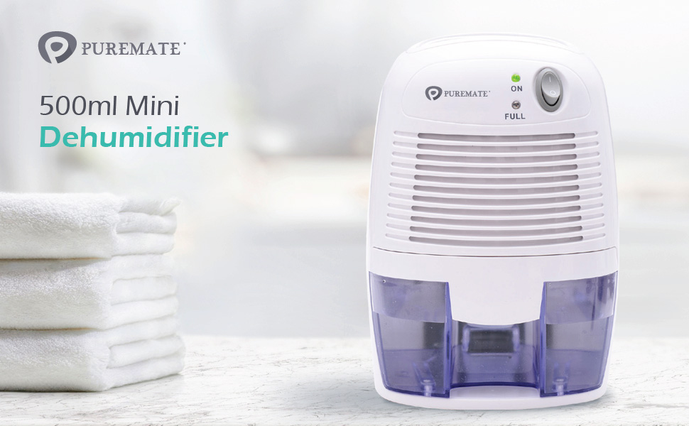 PureMate 500ml Compact and Portable Mini Air Dehumidifier for Damp