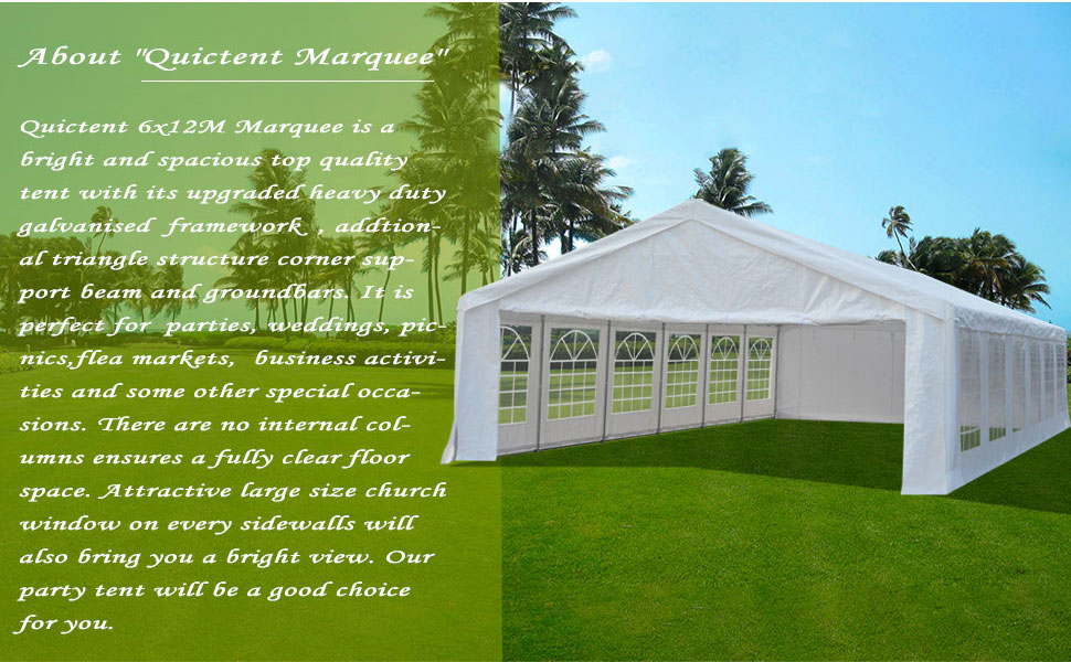 Quictent 6X12M(20X40FT) Upgraded Galvanised Heavy Duty Marquee