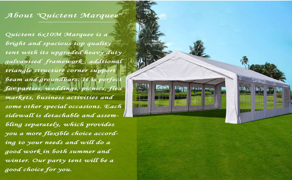 Quictent 6X10M (20X32FT) Upgraded Galvanised Heavy Duty Marquee Wedding