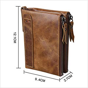 Men RFID Blocking Wallet Small Vintage Crazy Horse Leather Short Purse Bifold