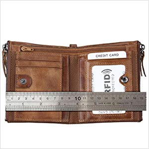 Men RFID Blocking Wallet Small Vintage Crazy Horse Leather Short Purse Bifold
