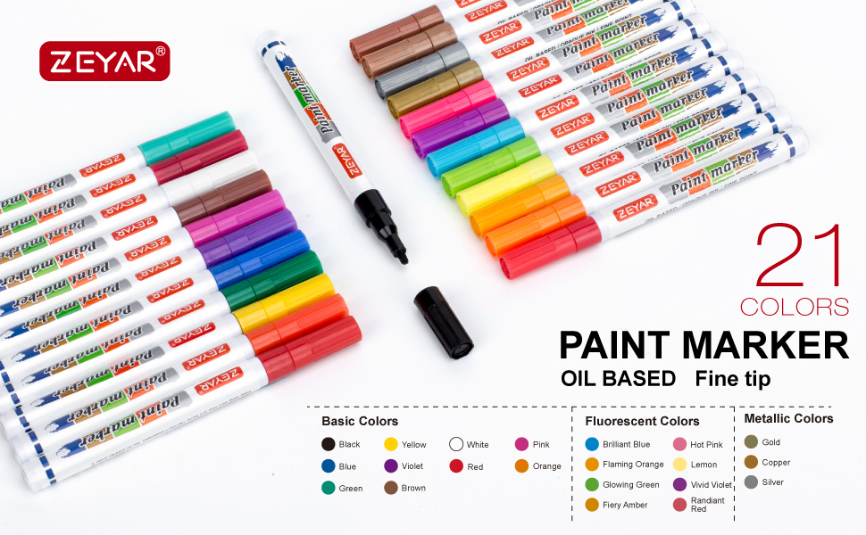 ZEYAR Paint Pens, Expert of rock painting, Oilbased, Fine Point, 24