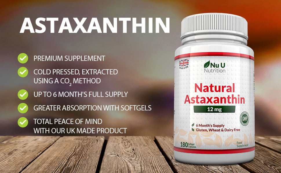 Astaxanthin 12mg 180 Softgels (6 Month Supply) Astaxanthin From Nu