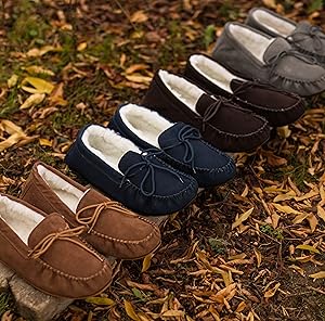 SNUGRUGS Ladies Beige/Camel Suede Moccasin Slippers with Wool Lining, Wool Cuff and Rubber Sole. Made in UK. Sizes 3 to 9 17 NAQWYbXiT4e4. CR1040,0,3697,3643 UX300 TTW