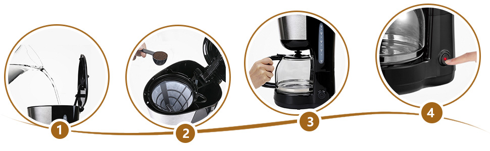 Cafetera De Goteo, 1000W, Cafetera De Filtro Con Filtro Reutilizable, Función Recalentar Y Mantener Caliente, Sistema Antigoteo, 1,25 L(10 Tazas), Libre De BPA - Aigostar Chocolate 13 6