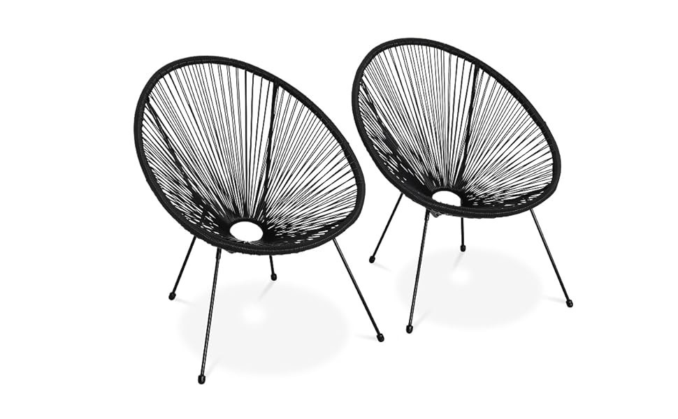 Alice's Garden Egg designer string chairs Acapulco Black PVC