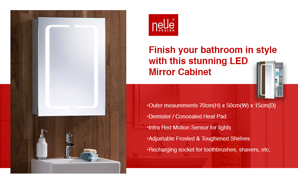 Neue Design LED Illuminated Bathroom Mirror 70 x 50 x 15cm