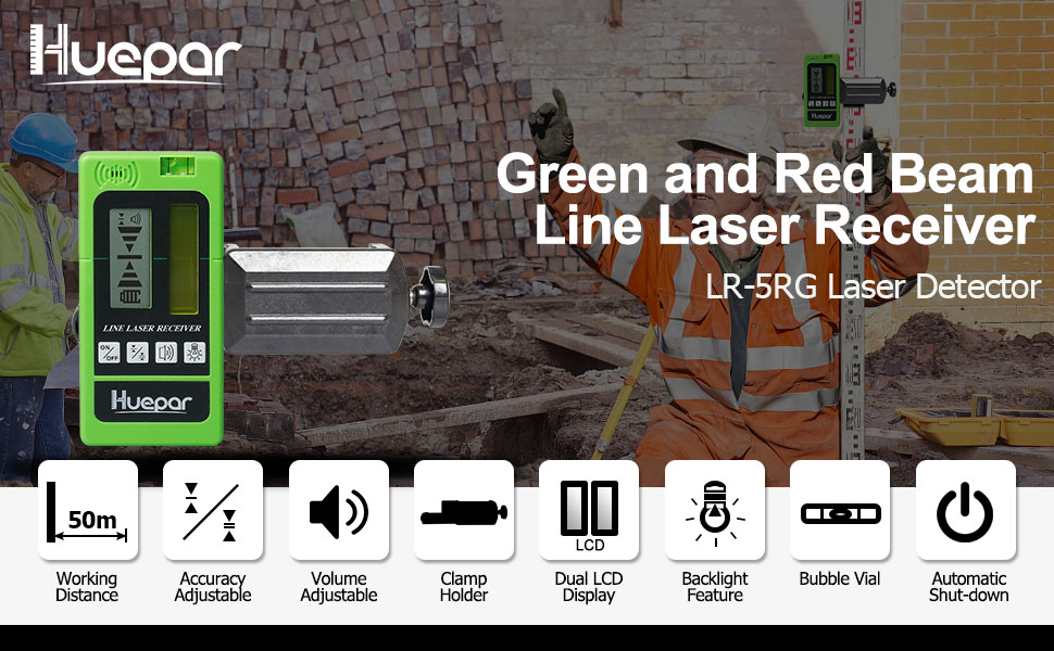 (Upgrade) Laser Detector for Line Laser Level, Huepar LR5RG Digital