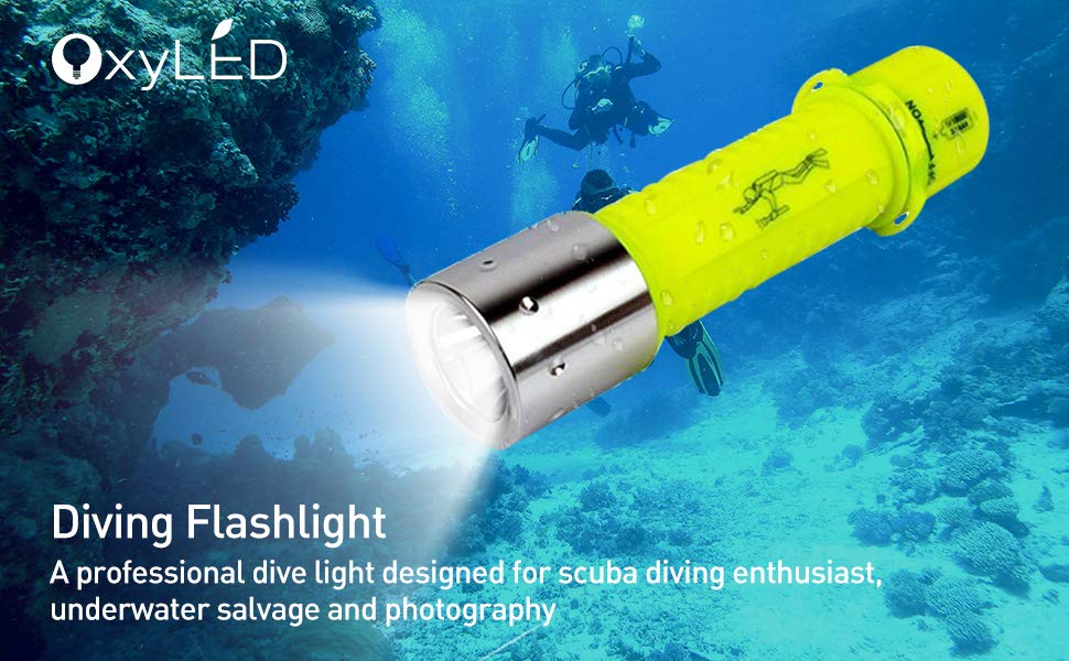 OxyLED Flashlight 500 Lumen IPX8 Waterproof Lamp Underwater Scuba Dive