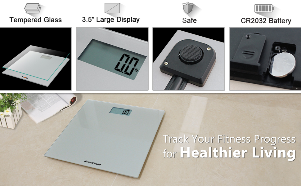 ACCUWEIGHT Digital Bathroom Scale Electronic Weighing Scales with Wide