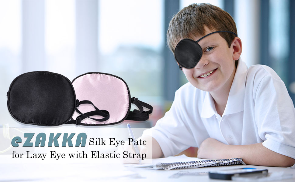 eZAKKA 2 Pieces Eye Patches for Adults Silk Eye Patch Elastic Eyepatche