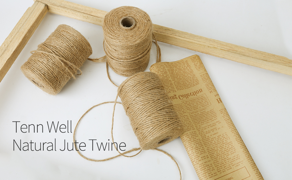 tenn well 3Ply Jute Twine, 500 Feet Natural Brown Twine String for DIY