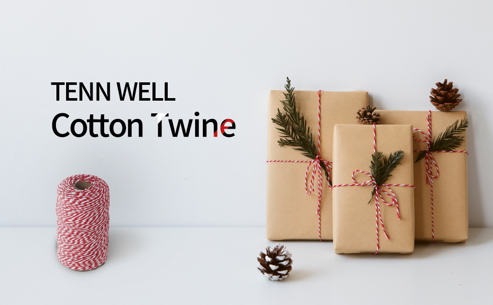 Tenn Well Red and White Twine, 200m Cotton Bakers Twine String Perfect