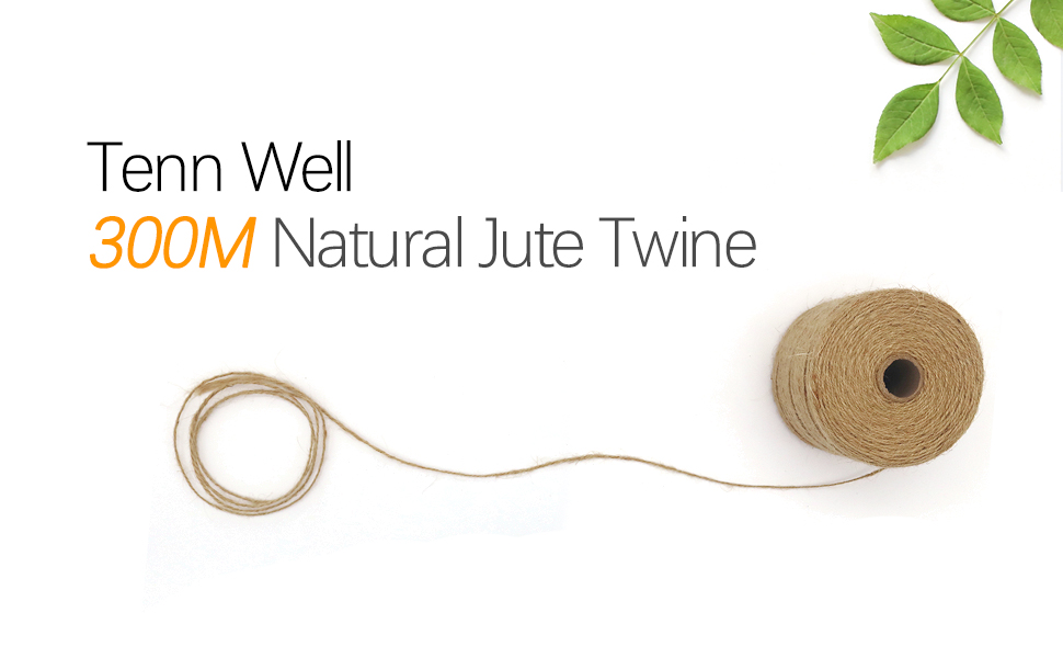 tenn well 300M Jute Twine String, 3 Ply 1.8mm Thick Garden Twine String