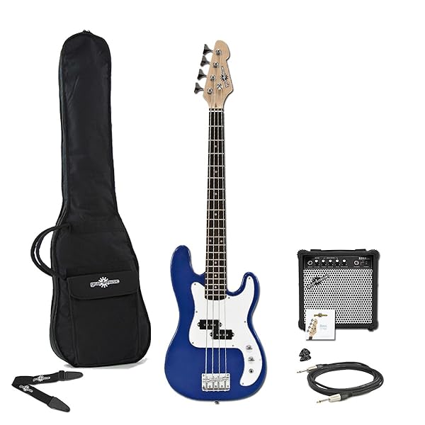 3/4 LA Bass Guitar + 15W Amp Pack, Blue Amazon.co.uk Musical Instruments