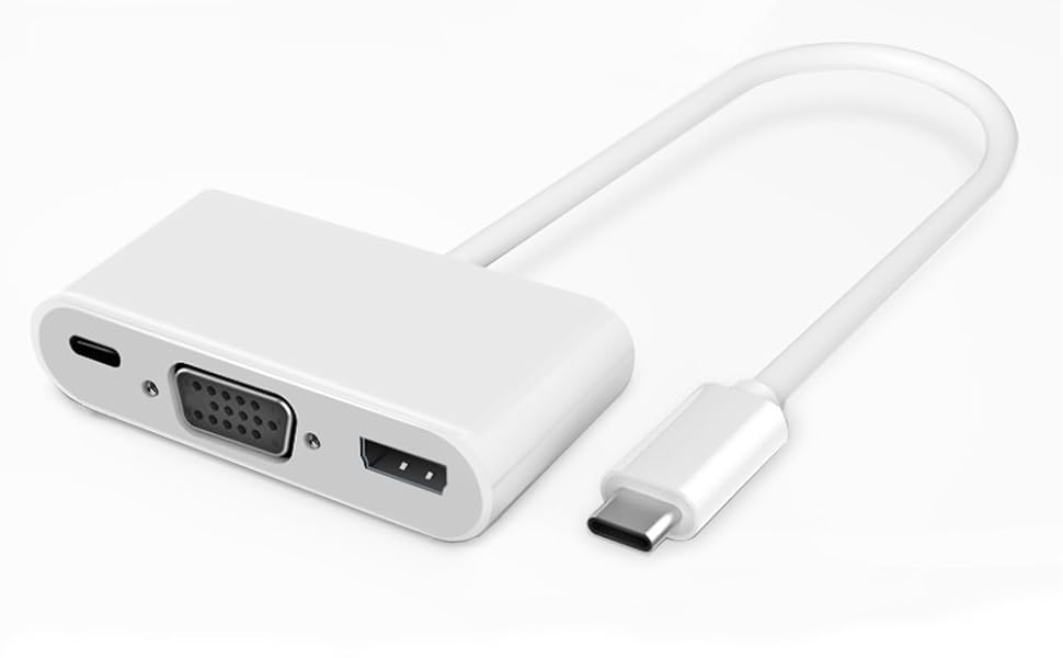 USBC to HDMI,VGA,USB 3.0 AV Digital Multiport HUB/Adapter with